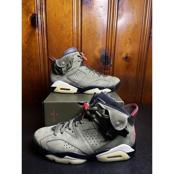 Jordan 6 Travis Scott Olive Green Cactus Jack  Size 9.5 Men (CN1084-200)  OG All main image 8